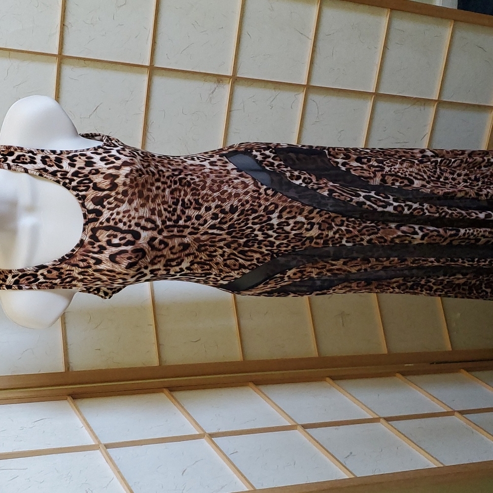 Women leopard print Canzone sexy Maxi dress Size Small
